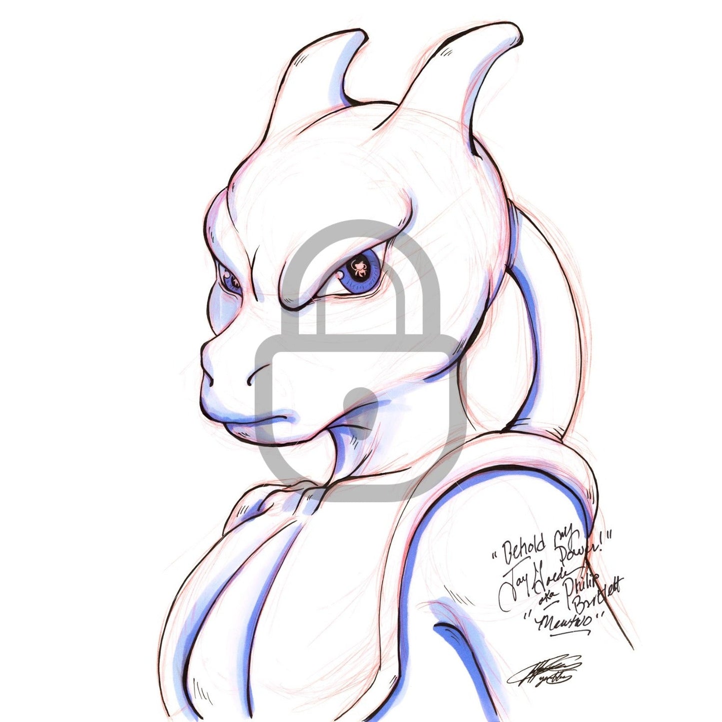 Pokemon - Mewtwo Fan Art Print 11 x 14