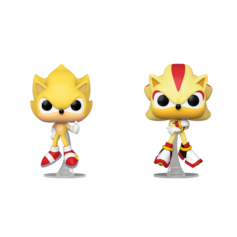 Funko Pop! Games: Sonic - Super Sonic & Super Shadow 2 Pk Flocked Exclusive