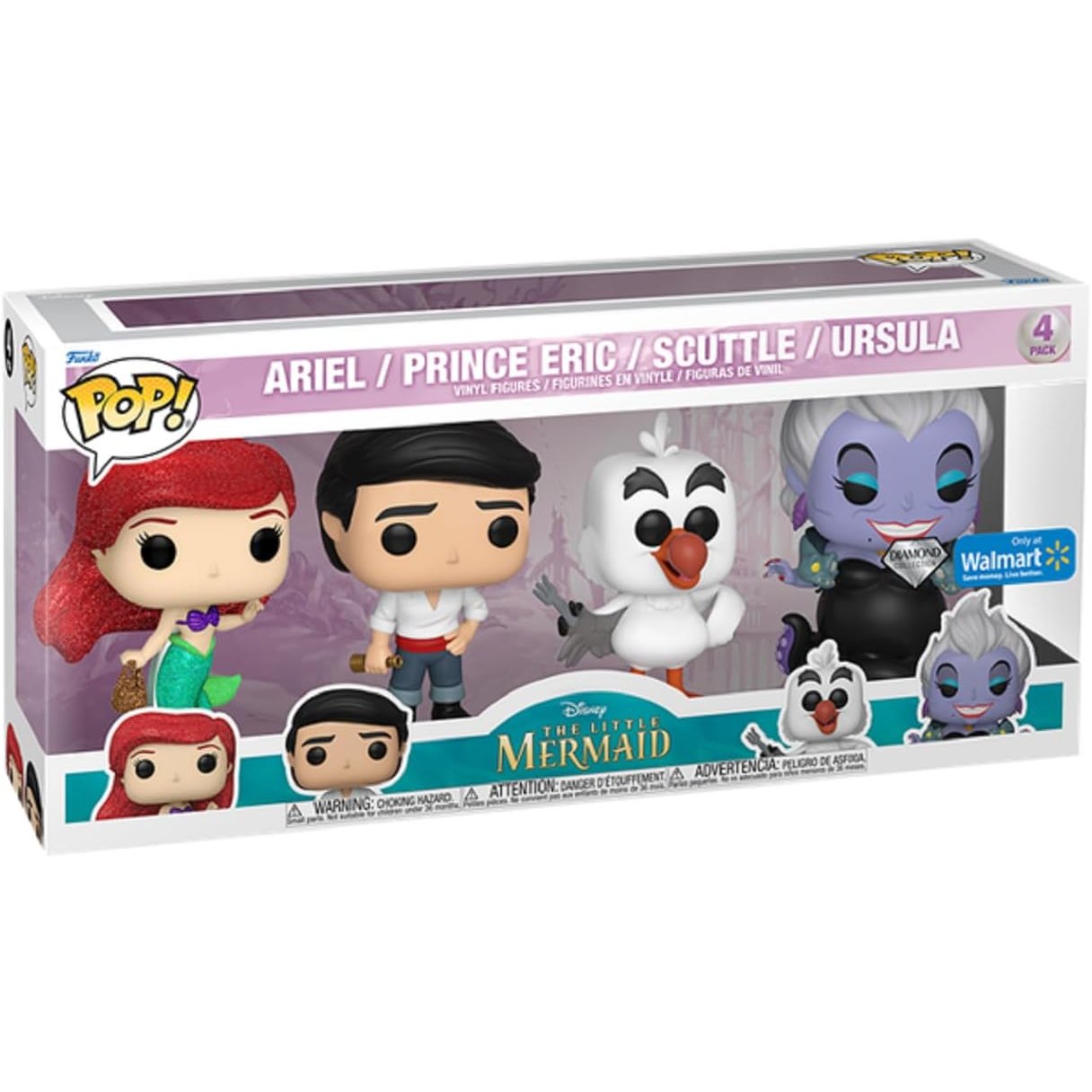 Funko Pop! Disney: Little Mermaid 4pk (DGLT) Walmart Exclusive