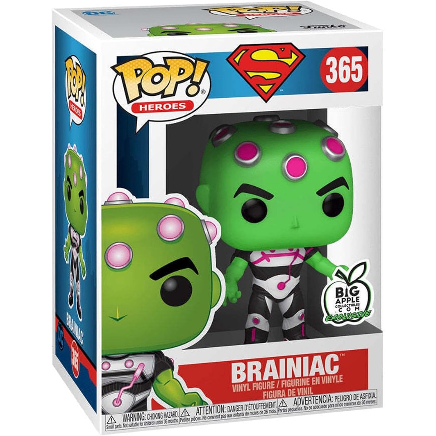 Pop! Heroes Superman - Brainiac Big Apple Collectibles Exclusive #365 With Protector