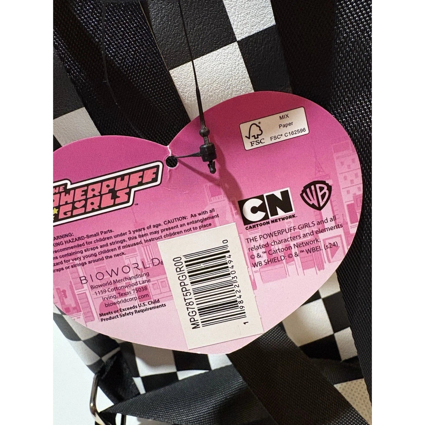 Bioworld Powerpuff Girls Black and White Checkered Mini Backpack