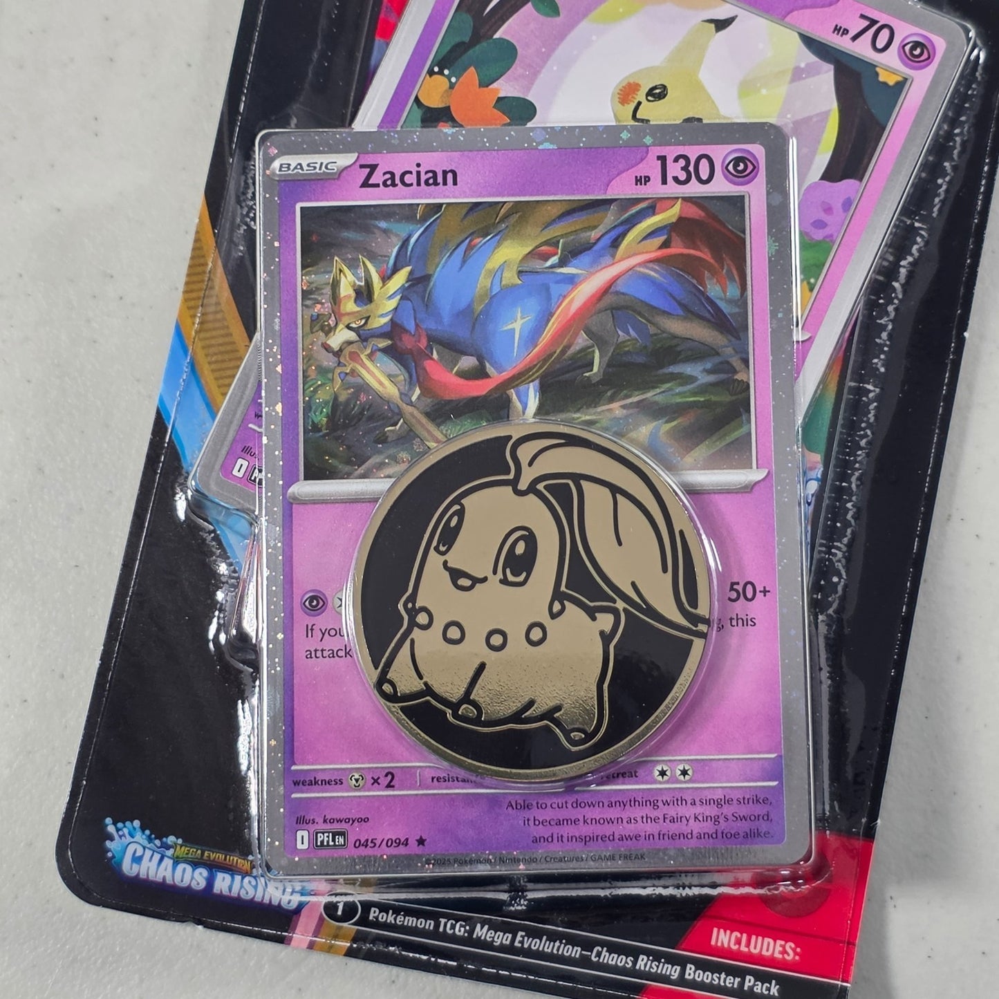 Pokémon TCG: Mega Evolution Chaos Rising Checklane Blister (Mimikyu or Zacian)