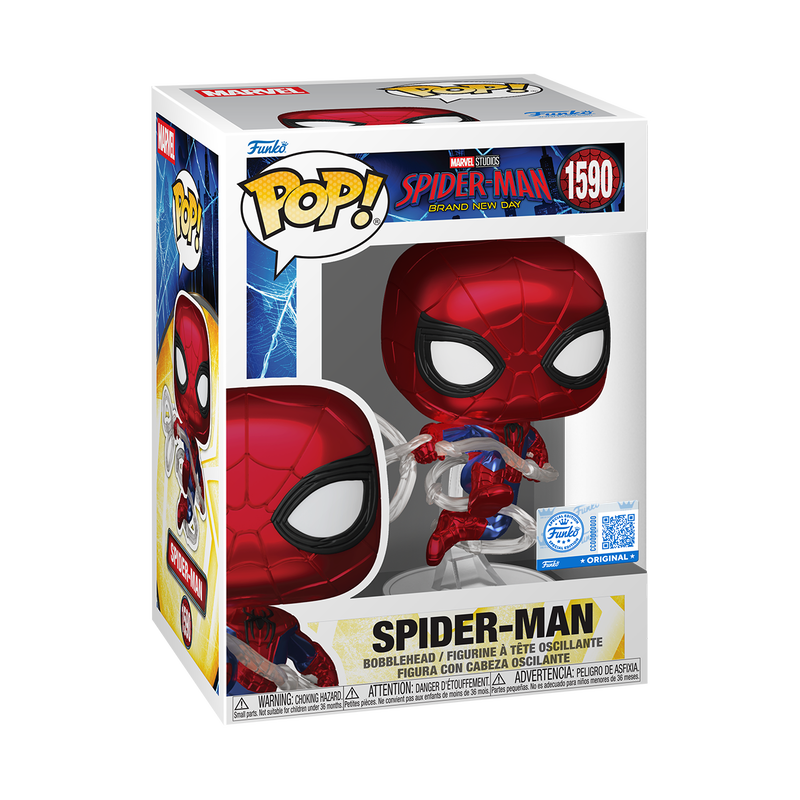 Funko Pop! Marvel: Spider-Man Brand New Day Metallic Exclusive #1590 With Protector