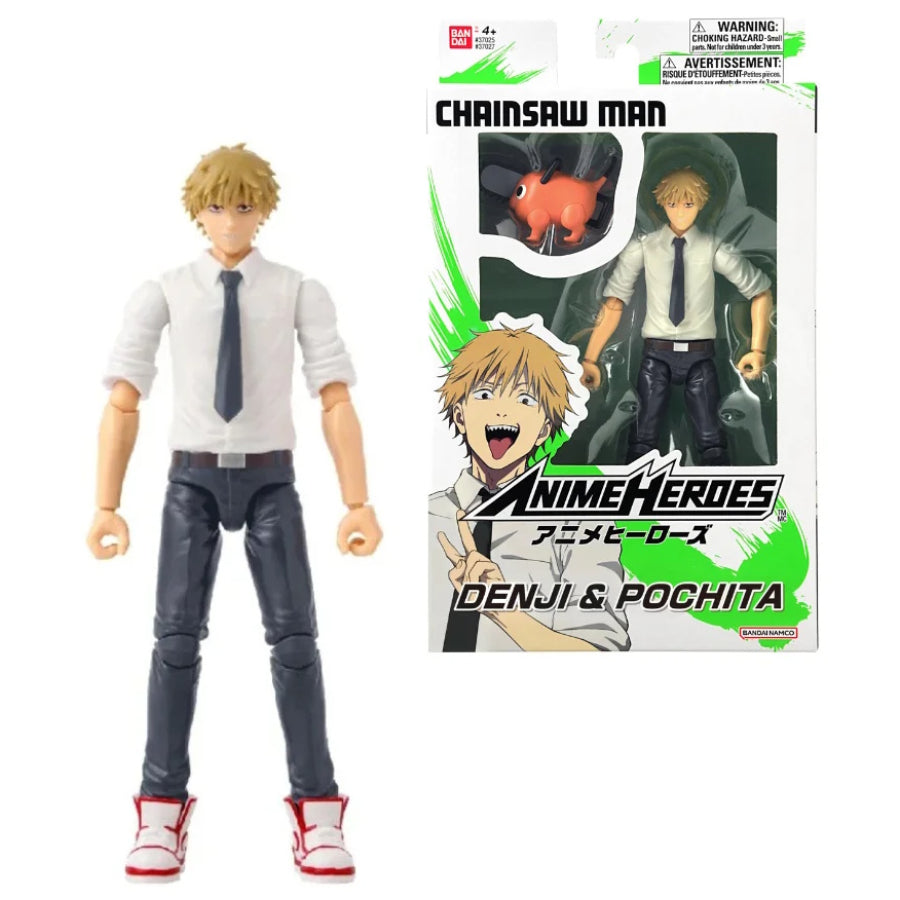 Bandai Anime Heroes Chainsaw Man Denji & Pochita Figure 6.5"