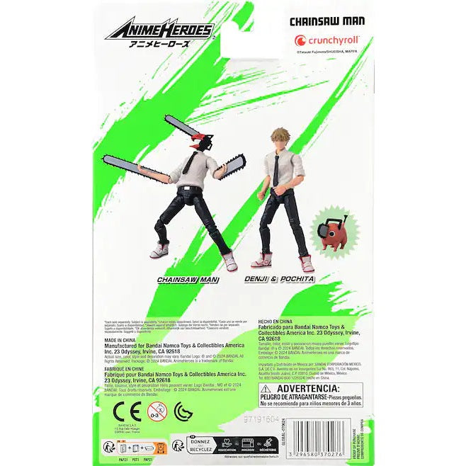 Bandai Anime Heroes Chainsaw Man Denji & Pochita Figure 6.5"