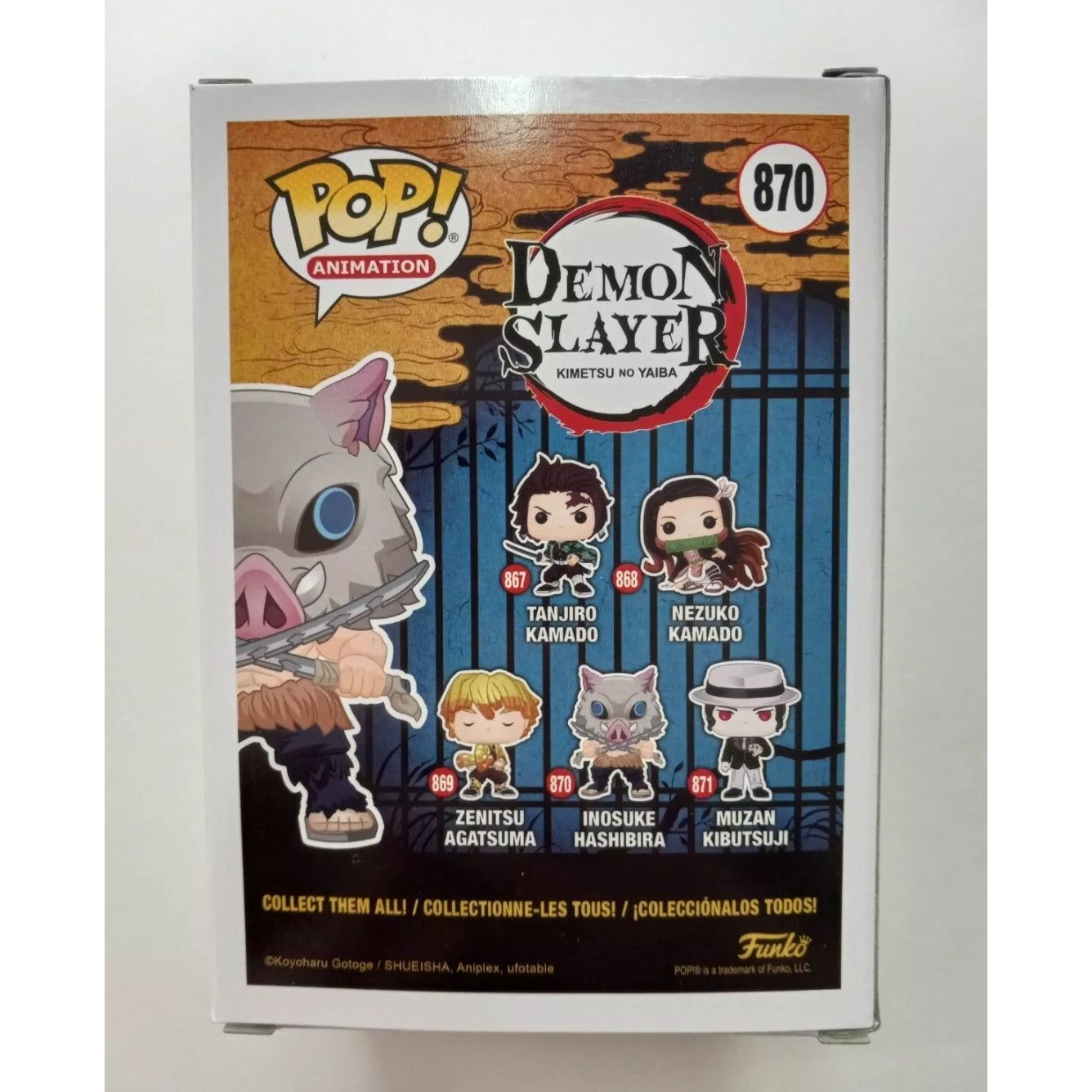 Demon Slayer - Inosuke Hashibira #870 Signed (Pink Ink) Funko Pop! With Protector