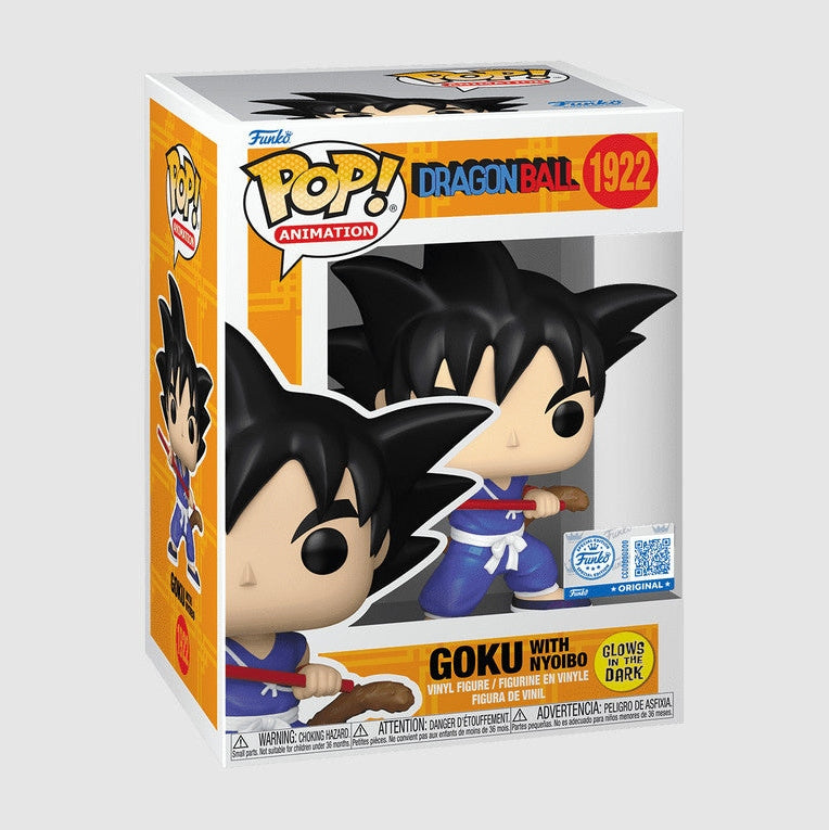 Funko Pop! Animation: Dragon Ball - Goku with Nyoibo GITD Signed Exclusive #1922 With Protector
