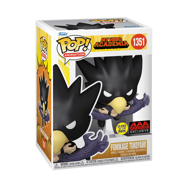 Funko Pop! Animation My Hero Academia - Fumikage Tokoyami GITD AAA Anime Exclusive #1351 With Protector