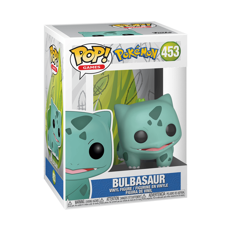 Funko Pop Pokémon Kanto Starters 4-Pack Bundle featuring Pikachu 353, Bulbasaur 453, Charmander 455, and Squirtle 504 in individual protectors