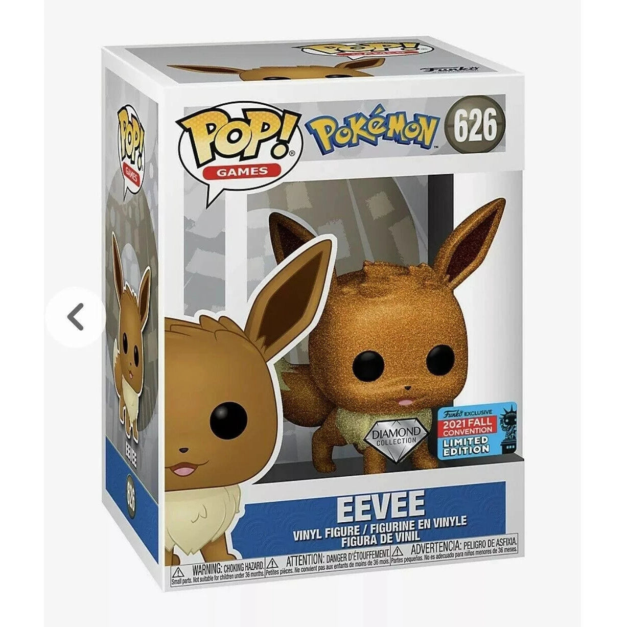 Funko Pop! Games Pokemon - Eevee Diamond Collection 2021 Fall Convention Exclusive #626 With Protector