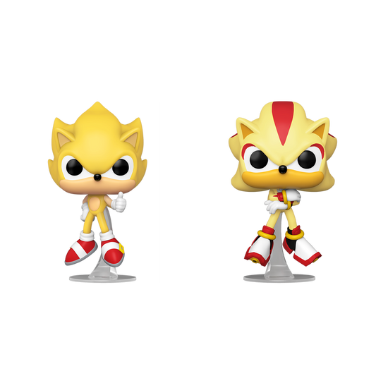 Funko Pop! Games: Sonic - Super Sonic & Super Shadow 2 Pk Flocked Exclusive