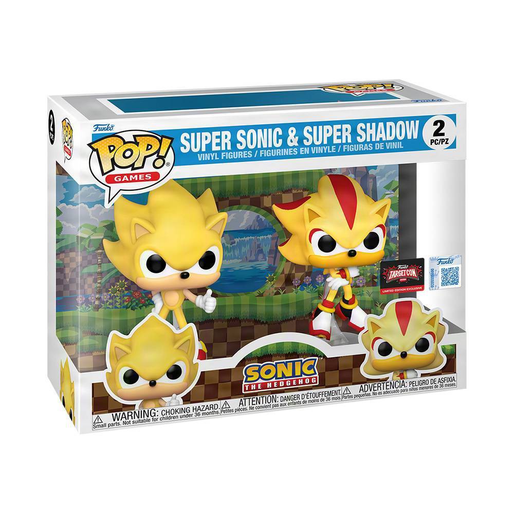 Funko Pop! Games: Sonic - Super Sonic & Super Shadow 2 Pk Flocked Exclusive