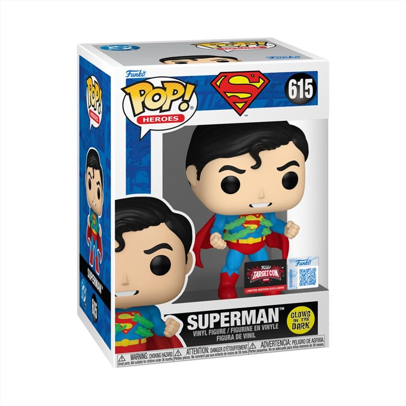 Funko Pop! Heroes: Superman - Superman GITD Exclusive #615 With Protector
