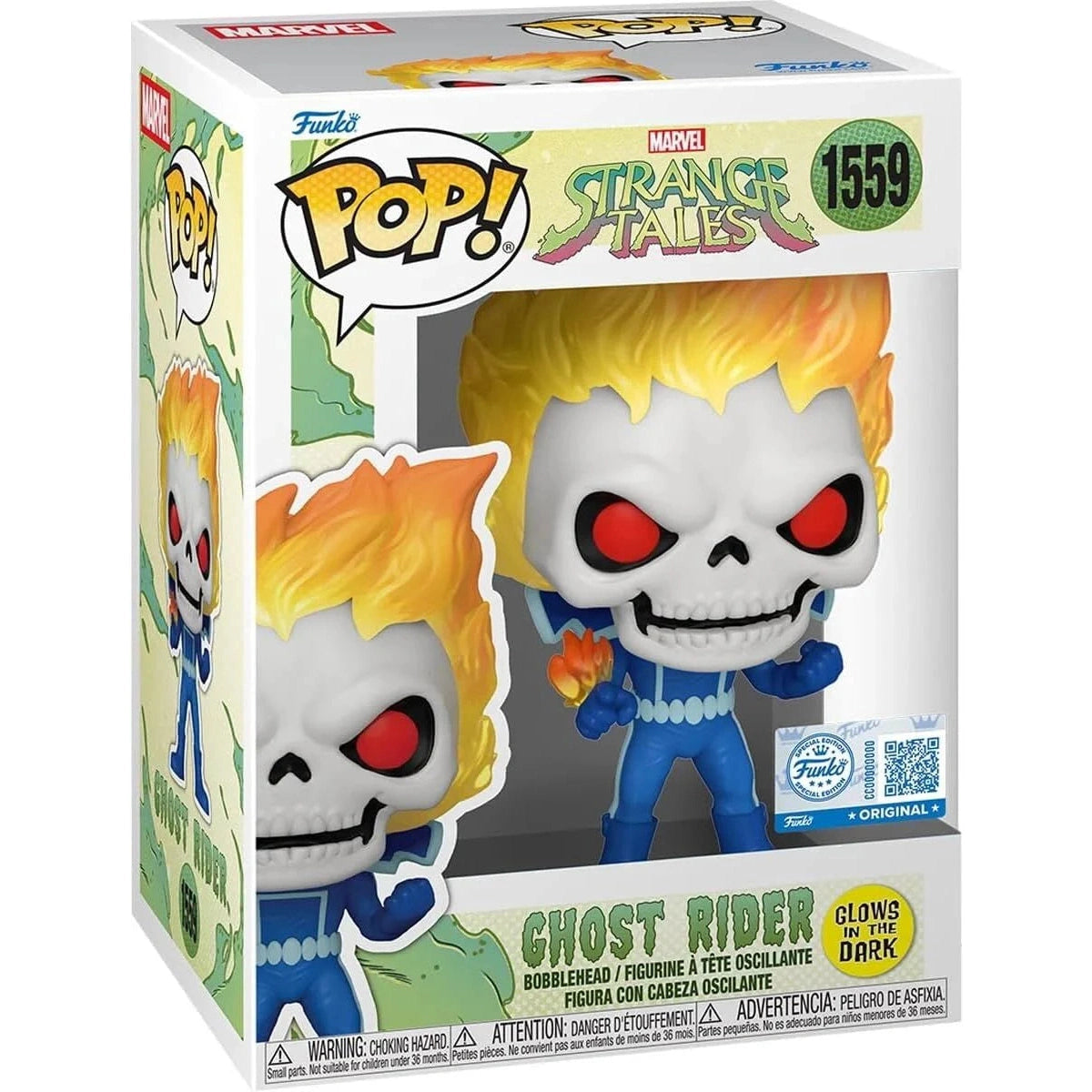 Funko Pop! Marvel Strange Tales - Ghost Rider GITD #1559 With Protector