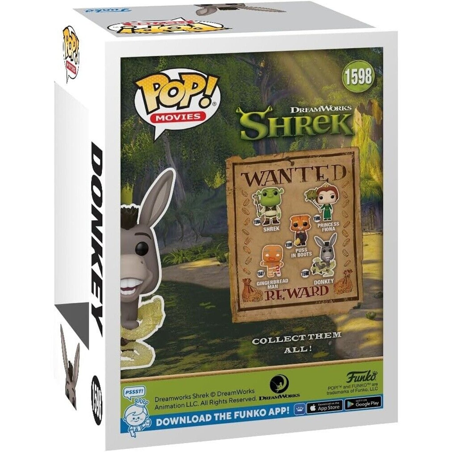 Funko Pop! Movies: Shrek Dream Works 30th - Donkey #1598 (Glitter) With Protector