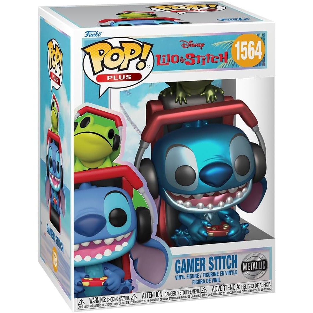 Funko Pop! Plus: Lilo & Stitch - Gamer Stitch (Metallic) #1564 With Protector