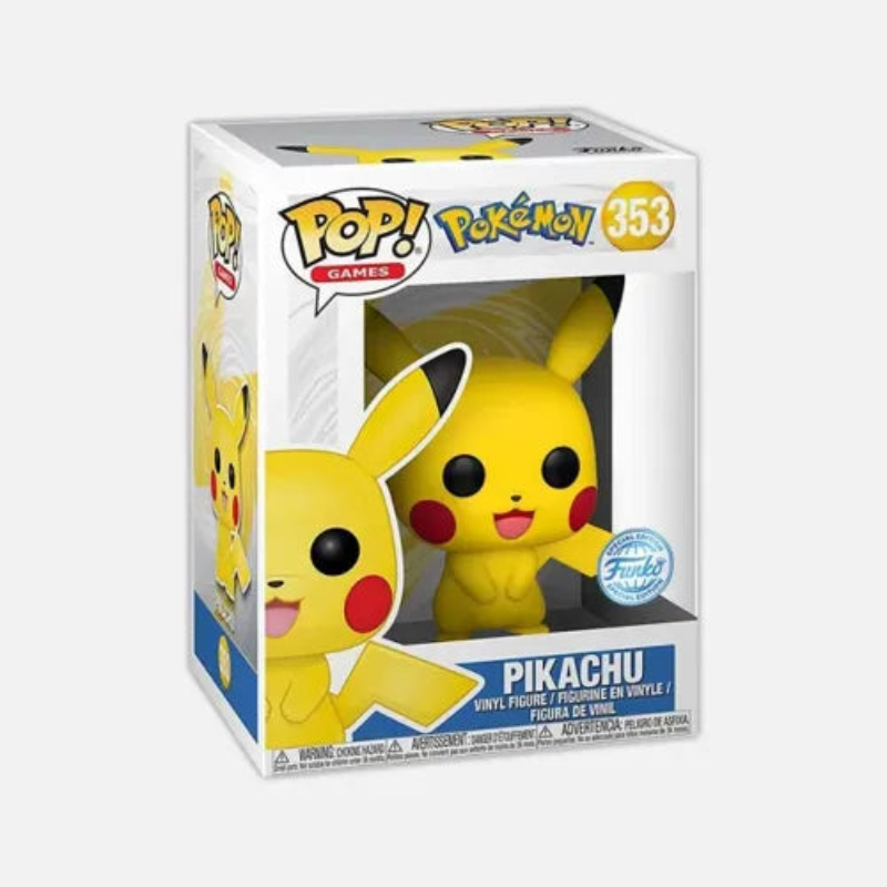 Funko Pop Pokémon Kanto Starters 4-Pack Bundle featuring Pikachu 353, Bulbasaur 453, Charmander 455, and Squirtle 504 in individual protectors