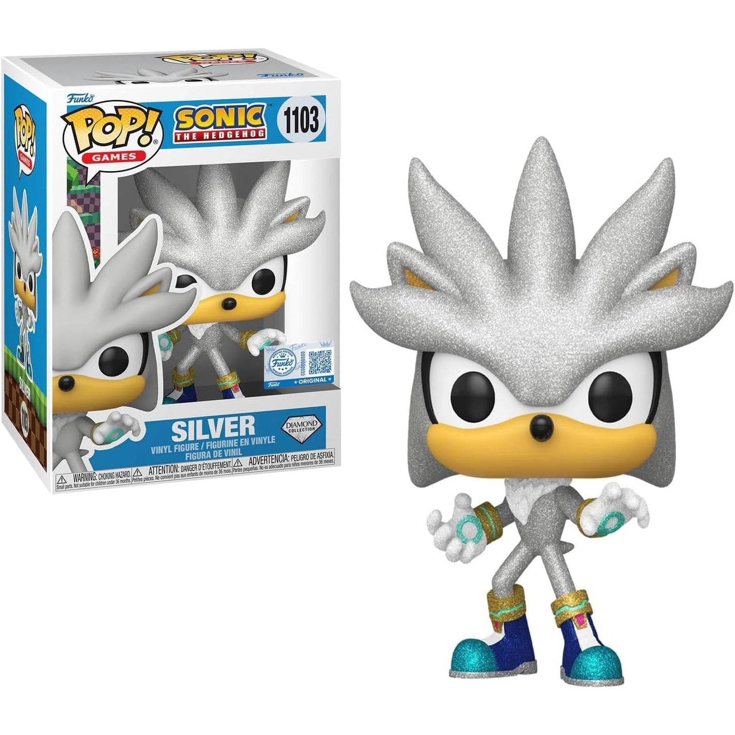 Funko Pop! Sonic The Hedgehog: Sonic Silver Diamond Glitter #1103 With Protector
