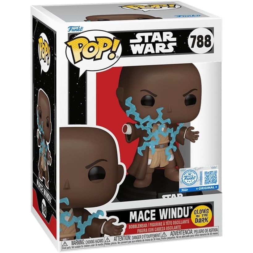 Funko Pop! Star Wars Episode III - Mace Windu Force Lightning Death GITD #788 With Protector
