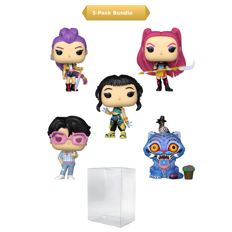 K-Pop Demon Hunters Bundle Complete Funko Pop Set of 5 w/ Protectors