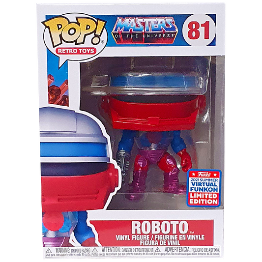 Masters of the Universe - Roboto Virtual FunKon 2021 Exclusive Funko Pop! With Protector